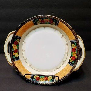 Noritake Morimura 2-Handled Dish, Hand Painted Gold Colorful Art Deco, Japan